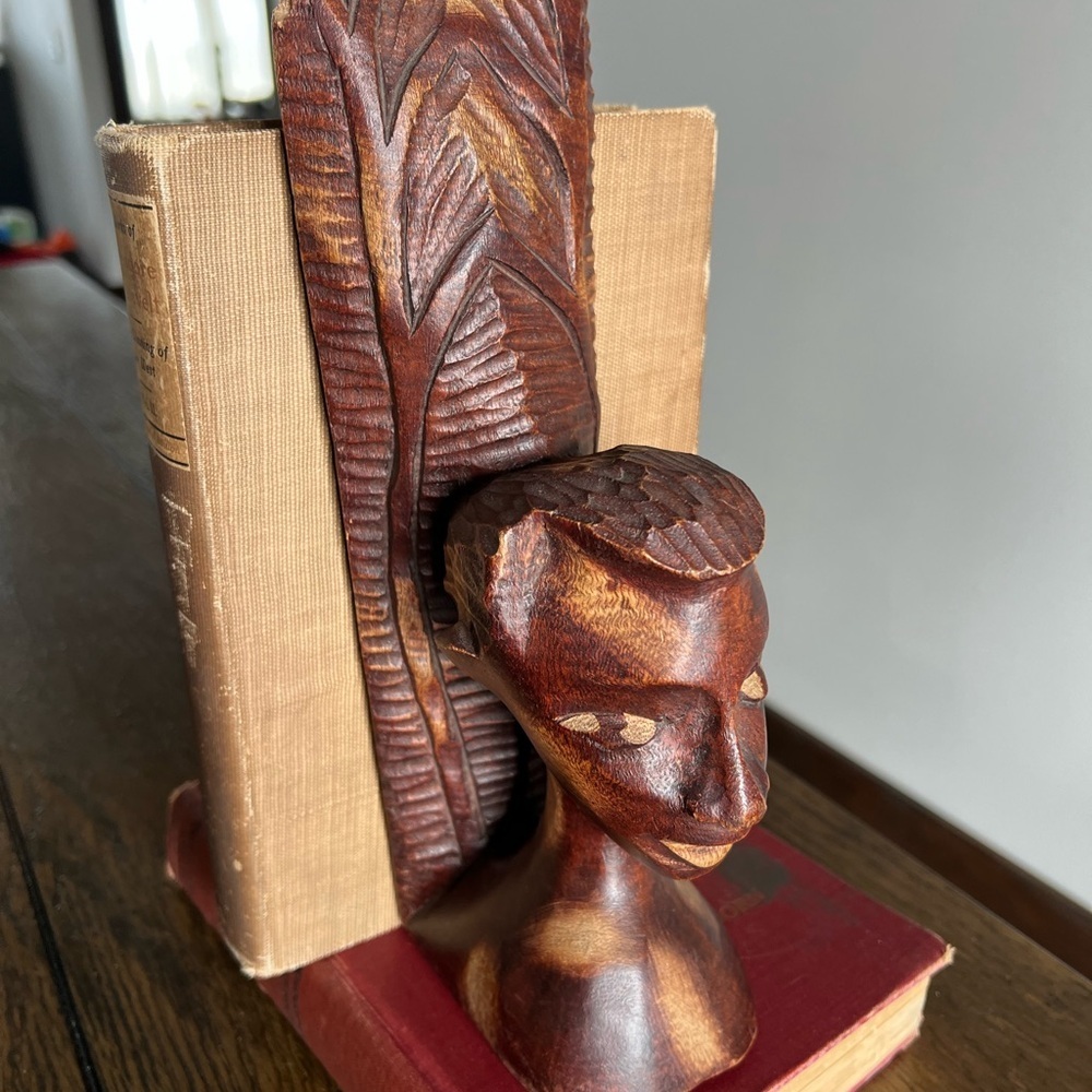 Vintage Hand Carved Wooden Tribal Heads Bookend Igorot Islander Ethnic Art‎ Deco - Picture 3 of 13